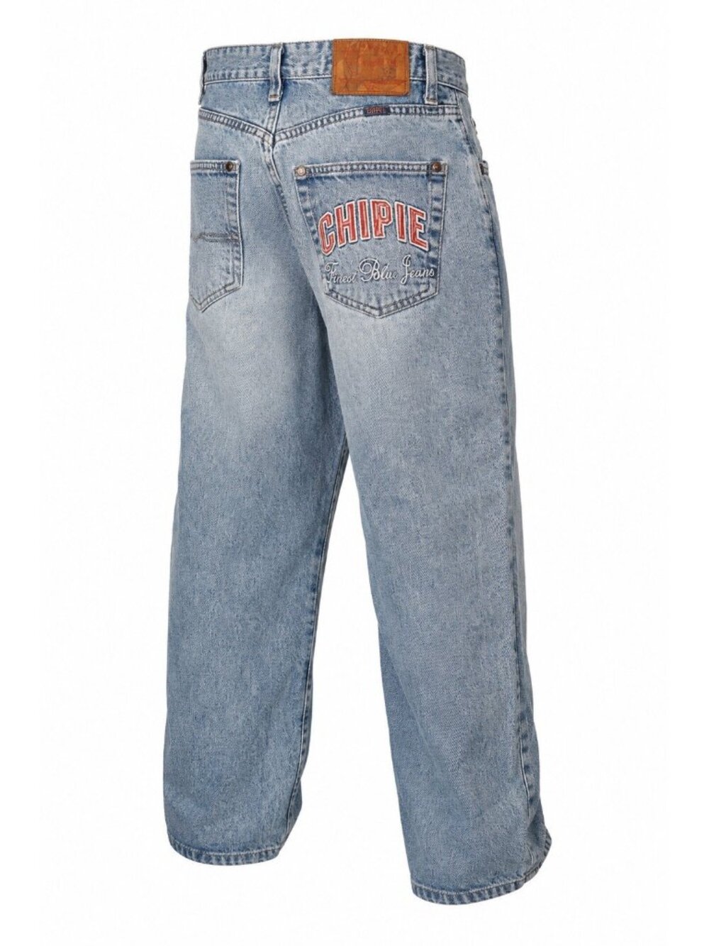 Chipie Vintage Jeans Womens 31 (28x26) Baggy Mid Rise Light Wash 90s Embroidered